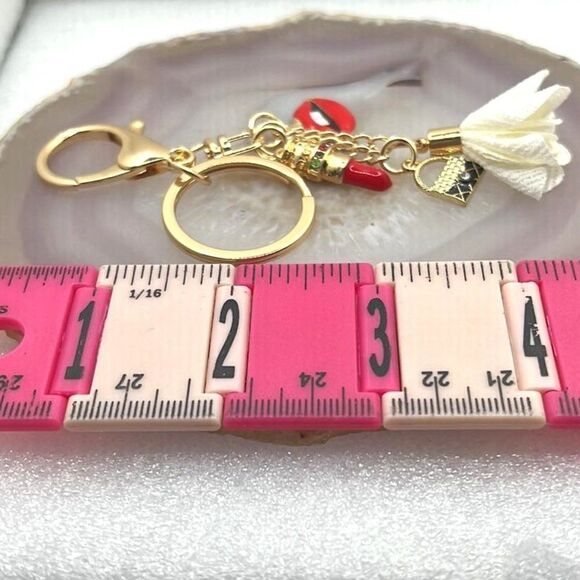 Lips, Lipstick, Purse and Flower Purse Charm Keychain - Adorable - NEW - Picture 4 of 4